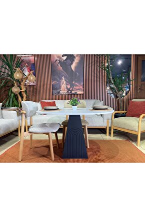 120x90 cm Oval Bohem Ahşap Yemek Masası - Fungi Serisi - Mutfak Balkon Kafe masası