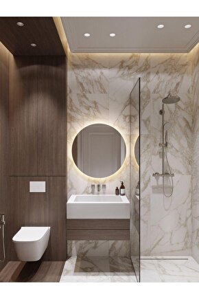 70 Cm Günışığı Ledli Yuvarlak Banyo Aynası Makyaj Aynasıtrafolu