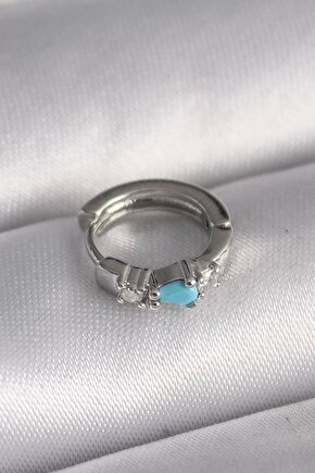316l Çelik Gümüş Renk Zirkon Taşlı Mavi Boncuk Detay Tragus Piercing