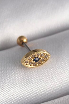 316l Çelik Gold Renk Zirkon Taşlı Göz Tragus Piercing