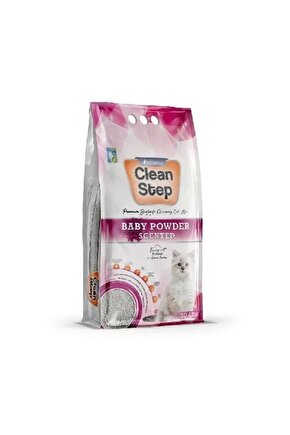 Clean Step Aktif Karbonlu Bebek Pudralı Ince Taneli Topaklanan Bentonit Kedi Kumu 5 Lt