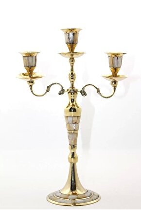 Pirinç Sedefli 3lü Şamdan 26096