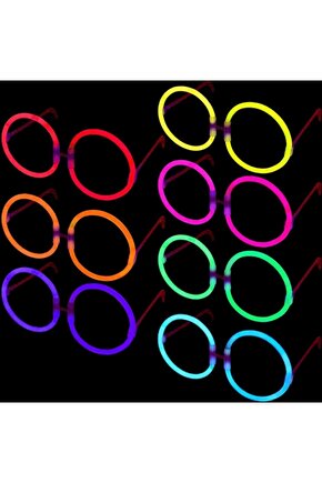 Glow Yulak Gözlük - Glow Partisi Gözlükleri - Glow Stick Gözlük 12 Adet