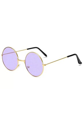 Yulak Cam John Lennon Tarzı Gold Çerçeveli Mor Gözlük