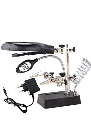 Büyüteç Mg-16129c Masa Üstü Havya Sehpası Pilli Adaptörlü (4.2V-500MA) (4767)