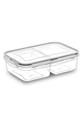 2 Bölmeli 1+1 Litre Kilitli Kapaklı Erzak Saklama Kabı LC-525 (4767)