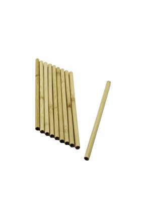 10 Pcs Ahşap Bambu Pipet (4767)
