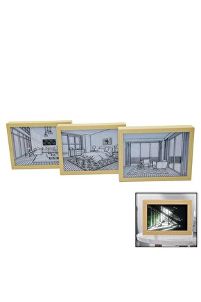 3 BOYUTLU - 15X20CM LED IŞIKLI MİNİ TABLO USB BAĞLANTILI - AYAR ANAHTARLI (4767)