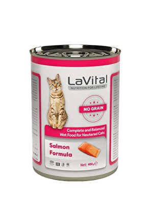 Lavital Sterilised Tahılsız Somonlu Kısır Kedi Konservesi 400 gr