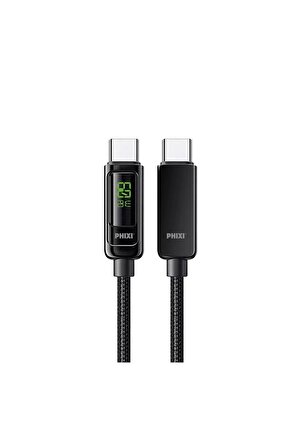 Ultimate Upd4160t 60w Lcd Ekranlı Metal Başlıklı Hasır Örgü Type-c To Type-c Hızlı Şarj Ve Data Kabl