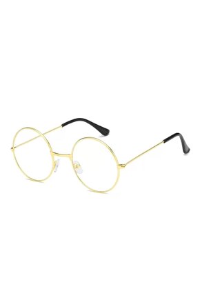 Yuvarlak Cam John Lennon Tarzı Hippi Imaj Çerçeveli Şeffaf Gözlük