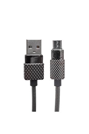 3 AMPER METAL YAYLI MICRO USB DATA VE ŞARJ KABLOSU 1 METRE (4767)