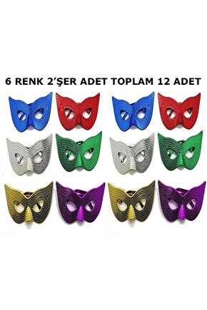 Maskeli Balo Partisi Görünümlü Retro Parti Gözlüğü 6 Renk 12 Adet (4767)