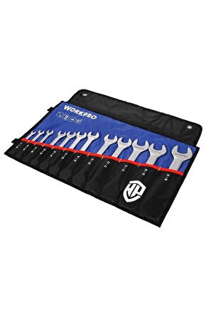 Wp202507 6-32mm 12 Parça Cr-v Profesyonel Açık Ağız Anahtar Takımı Bez Taşıma Kılıfı