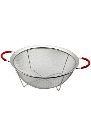 28CM TEL SEPET METAL SÜZGEÇ SİLİKON KILIFLI KULP METAL ÇERÇEVE - AYAK (4767) - Lisinya