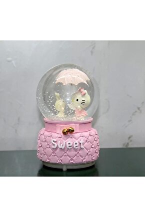 Hello Kitty Işıklı Müzikli Kar Küresi Orta Boy Alk3042