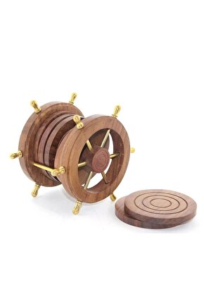Pirinç Dümenli Ahşap Bardak Altı W720