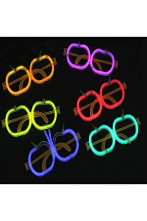 Glow Elma Gözlük - Glow Partisi Gözlüğü - Glow Stick Gözlük 12 Adet