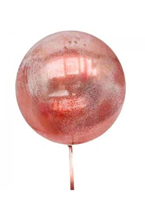 Yeşil Simli Yuvarlak Şeffaf Balon 24 Inç