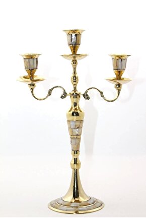 Pirinç Sedefli 3lü Şamdan 26096