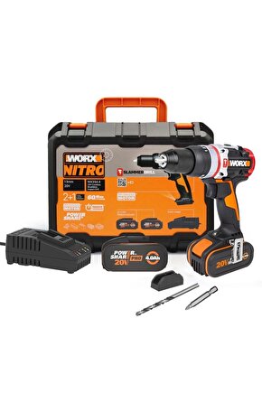Wx354.4 20volt4.0ah Li-ion Çift Akülü Kömürsüz Profesyonel Şarjlı Darbeli Matkap