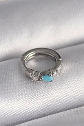 316l Çelik Gümüş Renk Zirkon Taşlı Mavi Boncuk Detay Tragus Piercing