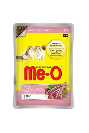 Meo Kitten Gravy Soslu Kuzulu Yavru Konserve Kedi Maması 80 gr
