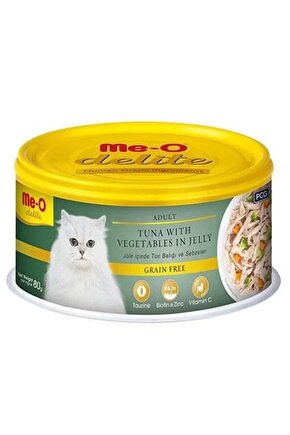 Meo Delite Tahılsız Jöleli Ton Balıklı Ve Sebzeli Yetişkin Konserve Kedi Maması 80 gr