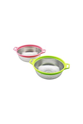 21CM RENKLİ PLASTİK ÇERÇEVE - KULPLU ÇELİK SEPET METAL SÜZGEÇ (4767) - 1OL1994-6858
