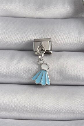 316l Çelik Gümüş Renk Mavi Renk Sallantı Elbise Model Nomination Charm