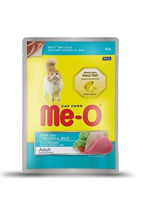 Meo Adult Jöle Tavuk Ve Ton Balıklı Yetişkin Konserve Kedi Maması 80 gr
