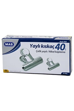 Beyaz Metal Kıskaç 40 Mm 24 Parça  Yaylı Cilt Kıskaçı Roz