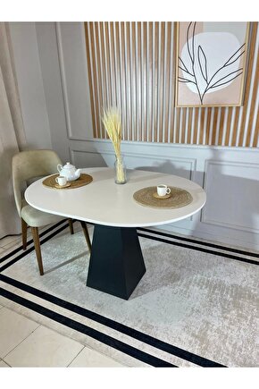 90 Cm Yuvarlak Beyaz Ahşap Yemek Masası - Fungi Serisi - Balkon Ve Kafe Masası