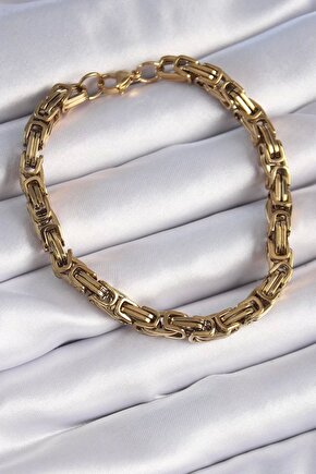 316l Çelik Gold Renk Kral Zincir Model Erkek Bileklik
