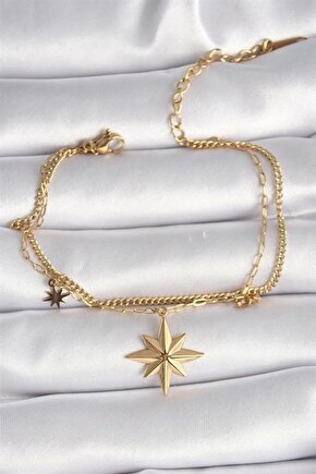 316L Çelik Gold Renk Kutup Yıldız Model Kadın Bileklik