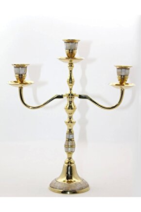 Pirinç Sedefli 3lü Şamdan 19124