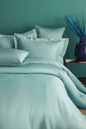 Simply Mint Blue Pamuk Saten Nevresim Takımı Tek Kişilik