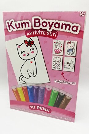 Fiyonklu Kedi | Kedi Kum Boyama Aktivite Seti