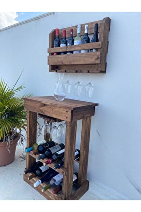 Dekoratif Ahşap Şaraplık Barı