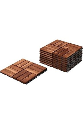 1 Adet 30x30 Cm Parke Balkon Teras Yer Döşemesi Masif Akasya Kahverengi 1 Adet