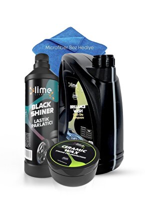 Cilalı Oto Şampuan, Lastik Parlatıcı,Ceramic Wax 3lü Avantajlı Set Paket