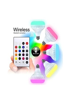 Bluetooth Music Bulb Akıllı Hoparlör Led Işıklı Uzaktan Kumandalı Müzikli Lamba 7 Renk Işıklı