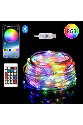 USB Fonksiyonlu Uygulamalı 10 Metre Rgb Yılbaşı Ledi Magic Led Kumandalı Led Çam Ağacı Ledi