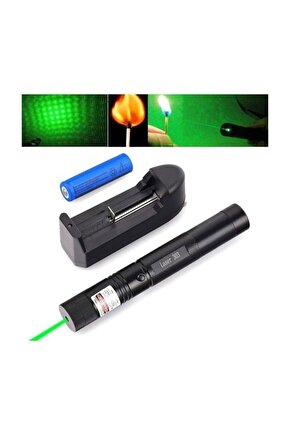 Green Laser Pointer Şarjlı Güçlü Yeşil Lazer Metal Kasa Büyük Lazer