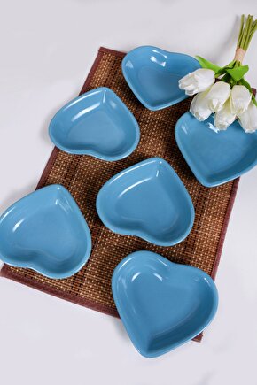 Turkuaz Kalp Çerezlik  Sosluk 14 Cm 6 Adet