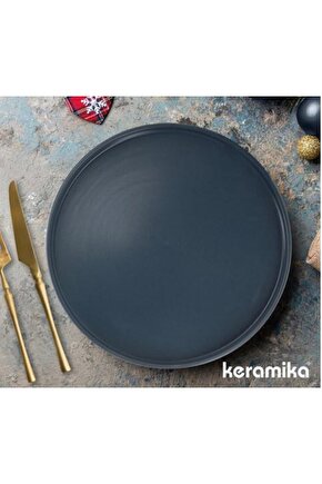 27 Cm Stackable Blue Magic Servis Tabağı Mat Mavi