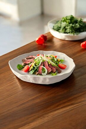 Wood 26cm Porselen Çukur Salata ve Makarna Kase