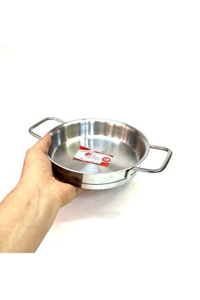 Paslanmaz Çelik Yapıştırmaz Kalın Taban Dik Yumurta Sahanı 16 Cm