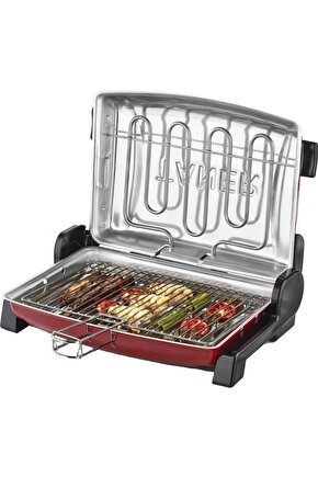 Kebapçı Elektrikli Izgara Mangal Barbekü Çift Telli Büyük Boy Kırmızı Tnrız1705