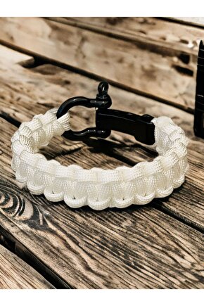 2 Metre - Beyaz  Makrome Örgü Paracord Bileklik